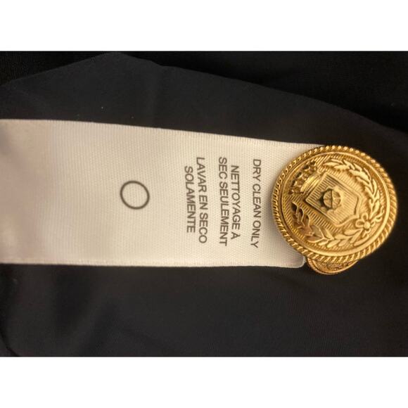 Frame Double Breasted Crop Blazer Jacket Sz 6 Navy NWT Linen Blend gold Nautical - Picture 12 of 12